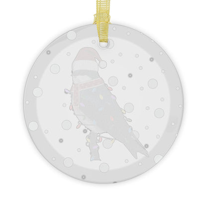 Tree Swallow as Santa Claus with Fairy Lights Christmas Glass Ornament