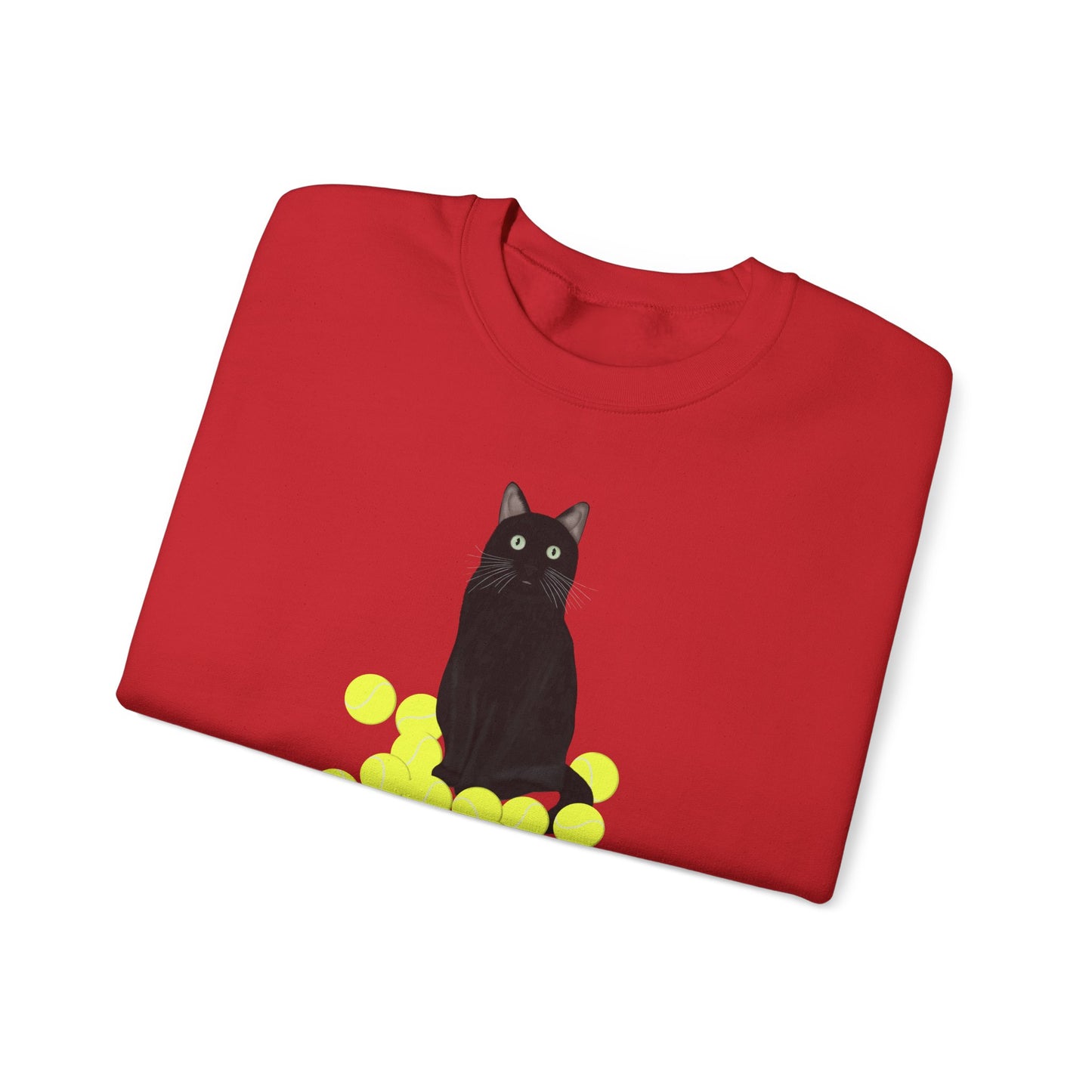 Black Cat with Tennis Balls Cat Lover Sweatshirt