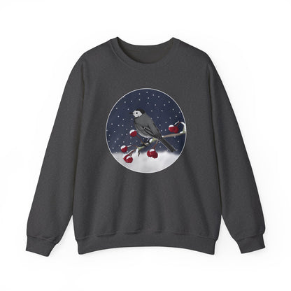 White Wagtail on a Winter Branch Birdwatcher Christmas Bird Sweatshirt