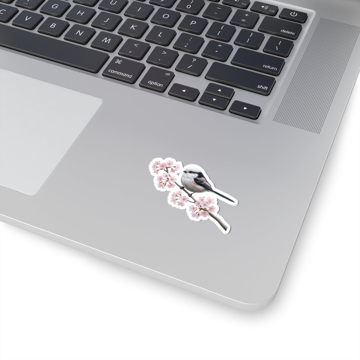 Long Tailed Titmouse Cherry Blossom Sticker | Glossy Floral Bird Decal | Spring Laptop Sticker