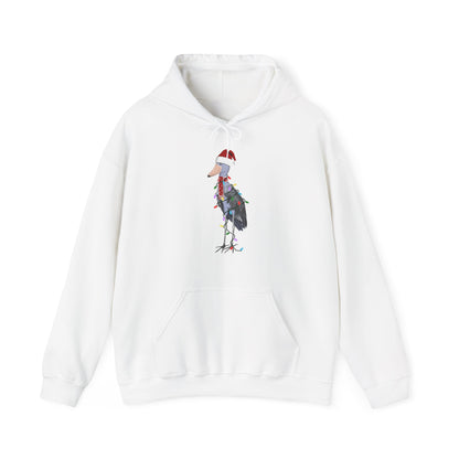 Schuhschnabel Weihnachts-Hoodie - Vogel als Weihnachtsmann mit Lichterkette Sweater