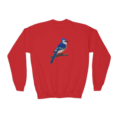 Blue Jay Bird Birdwatching Youth Crewneck Sweatshirt