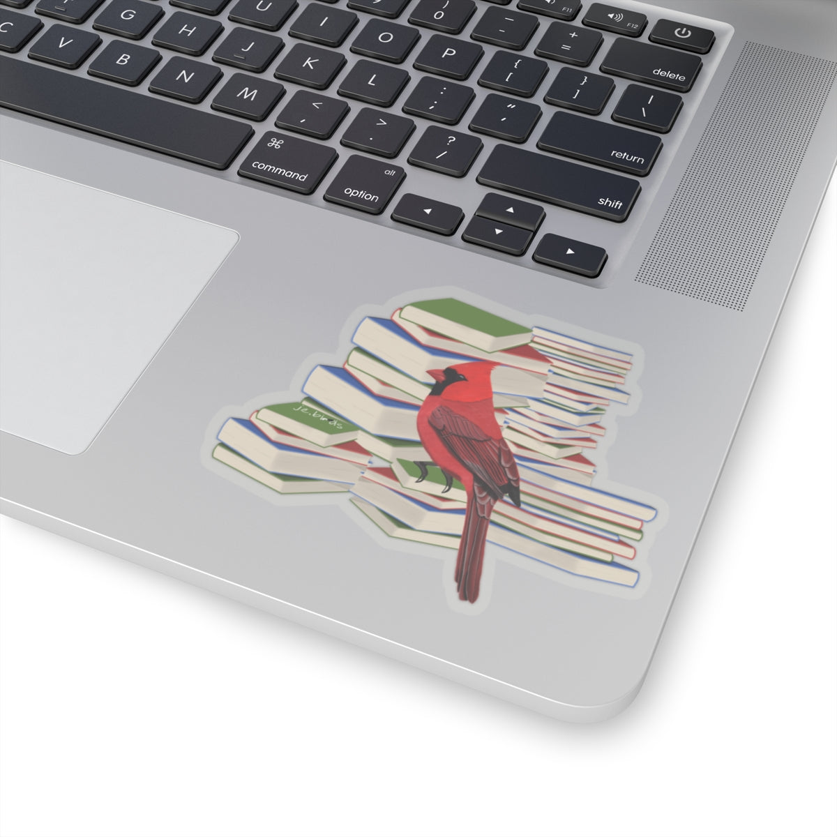 Cardinal Bird and Books Birdlover Bookworm Sticker