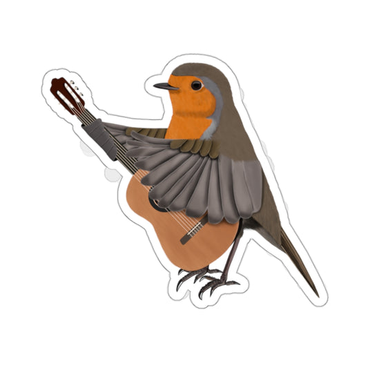 robin bird playing guitar sticker