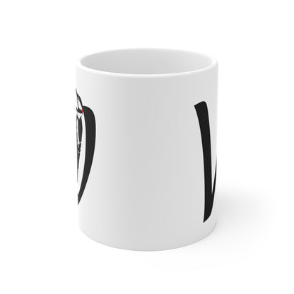 Woodpecker Letter W Bird Ceramic Mug 11oz White