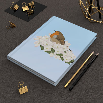 European Robin Bird Hardcover Journal 150 Pages 5.75"x8" for Bird Enthusiasts & Birdwatchers
