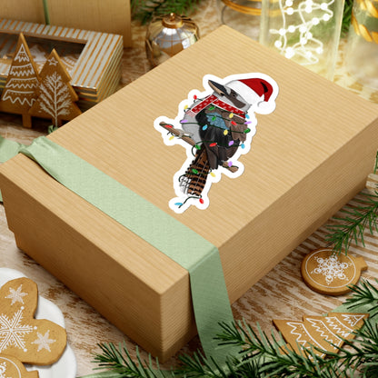 Kookaburra with Fairy Lights Santa Claus Hat and Scarf Christmas Bird Sticker