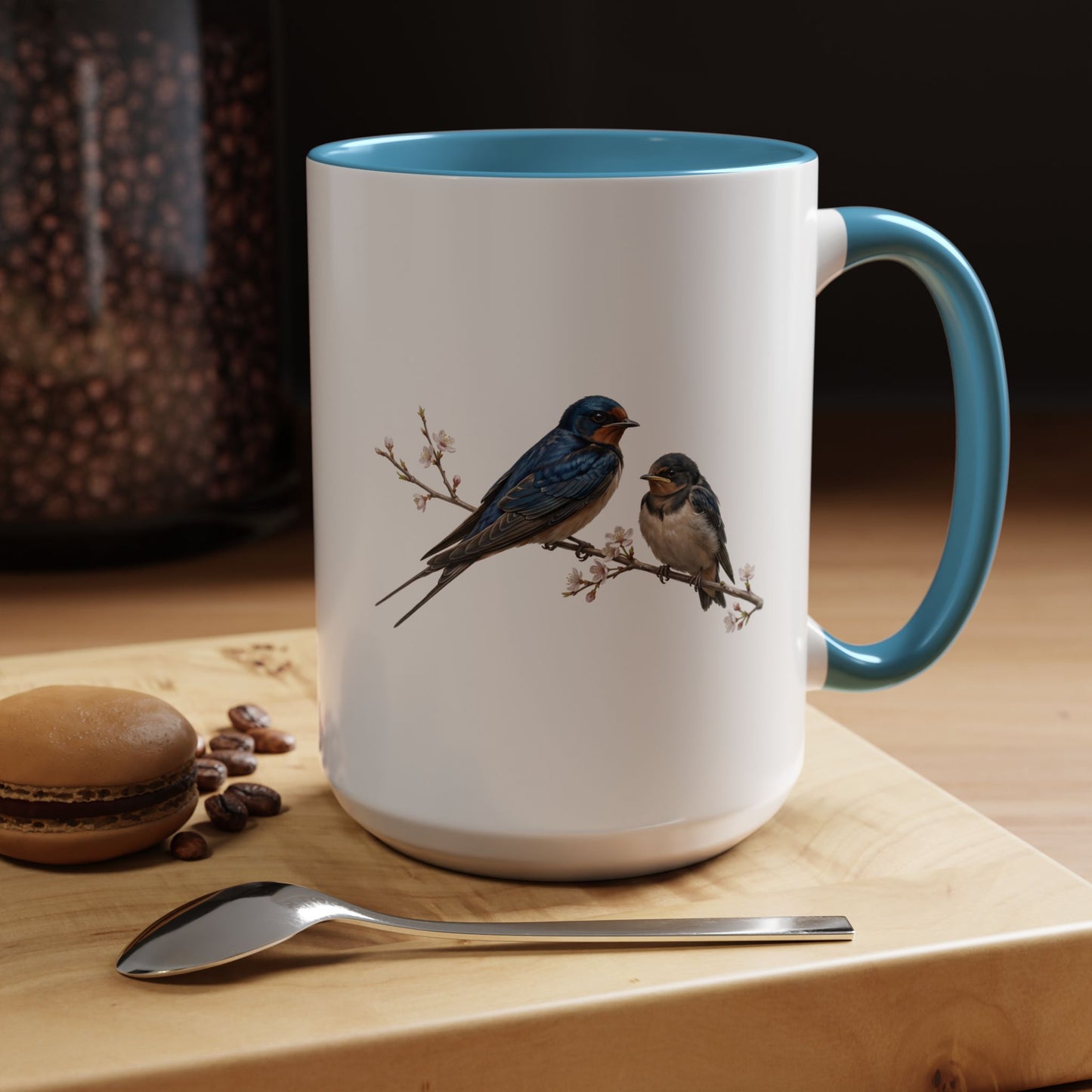 Barn Swallow & Fledgling Two-Tone Mug | Spring Bird Lover Gift