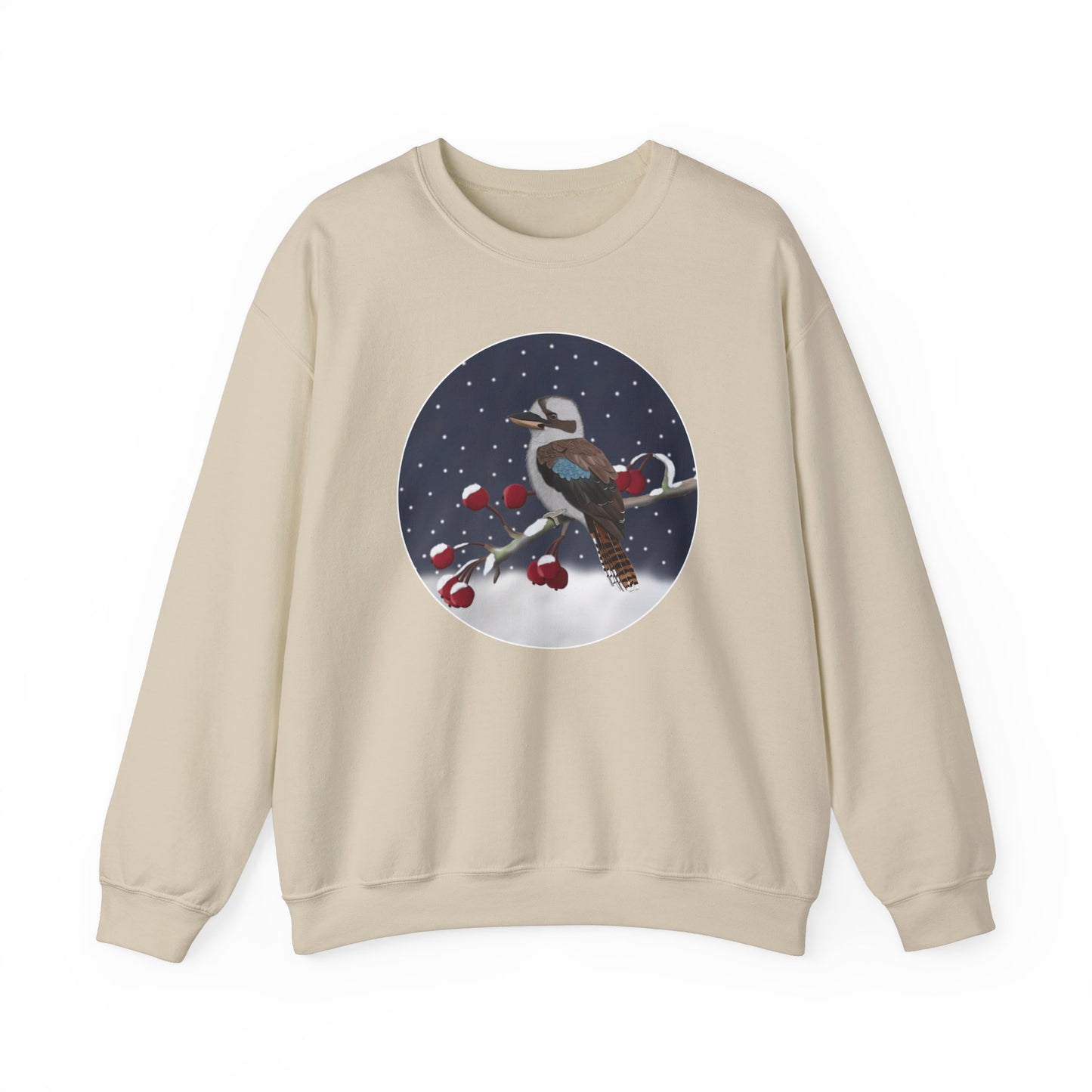 Kookaburra on a Winter Branch Birdwatcher Christmas Bird Sweatshirt