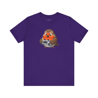 Robin Playing Video Games Funny Gamer and Bird Lover T-Shirt