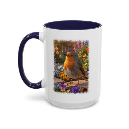 Robin Rosi Flower Bed Mug - Cute Backyard Bird Watcher Gift