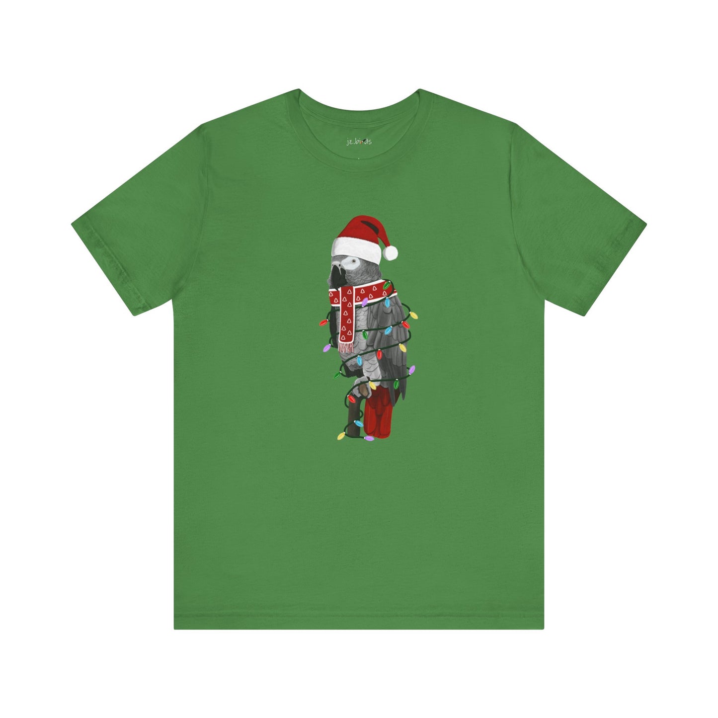 Grey Parrot with Fairy Lights Christmas Bird T-Shirt