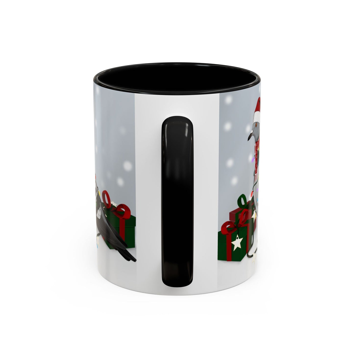 Pigeon with Christmas Hat and Scarf Snow Bird Coffee Mug