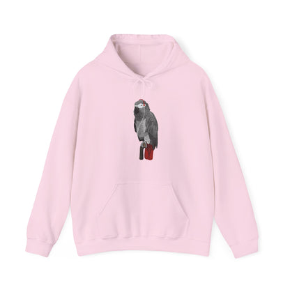 Grey Parrot with Music Headphones Bird Birdwatching Birdlover Hoodie