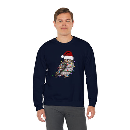 Owl with Fairy Lights Santa Claus Christmas Bird Sweatshirt