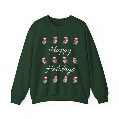 Owl as Santa with Hat and Scarf Happy Holidays Birdwatcher Christmas Bird Sweatshirt