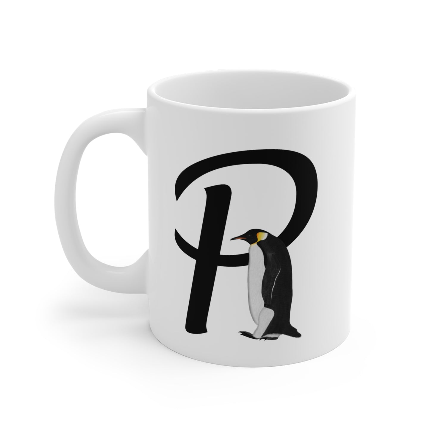Penguin Letter P Bird Ceramic Mug 11oz White