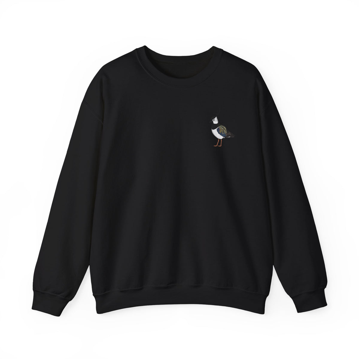 Schwarzes Sweatshirt mit einem gemalten Kiebitz 