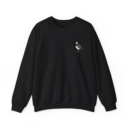 Schwarzes Sweatshirt mit einem gemalten Kiebitz 