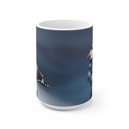 Möwe mit Strickpullover Weihnachtliche Tasse mit Vogelmotiv – Ideal für Kakao & Kaffee