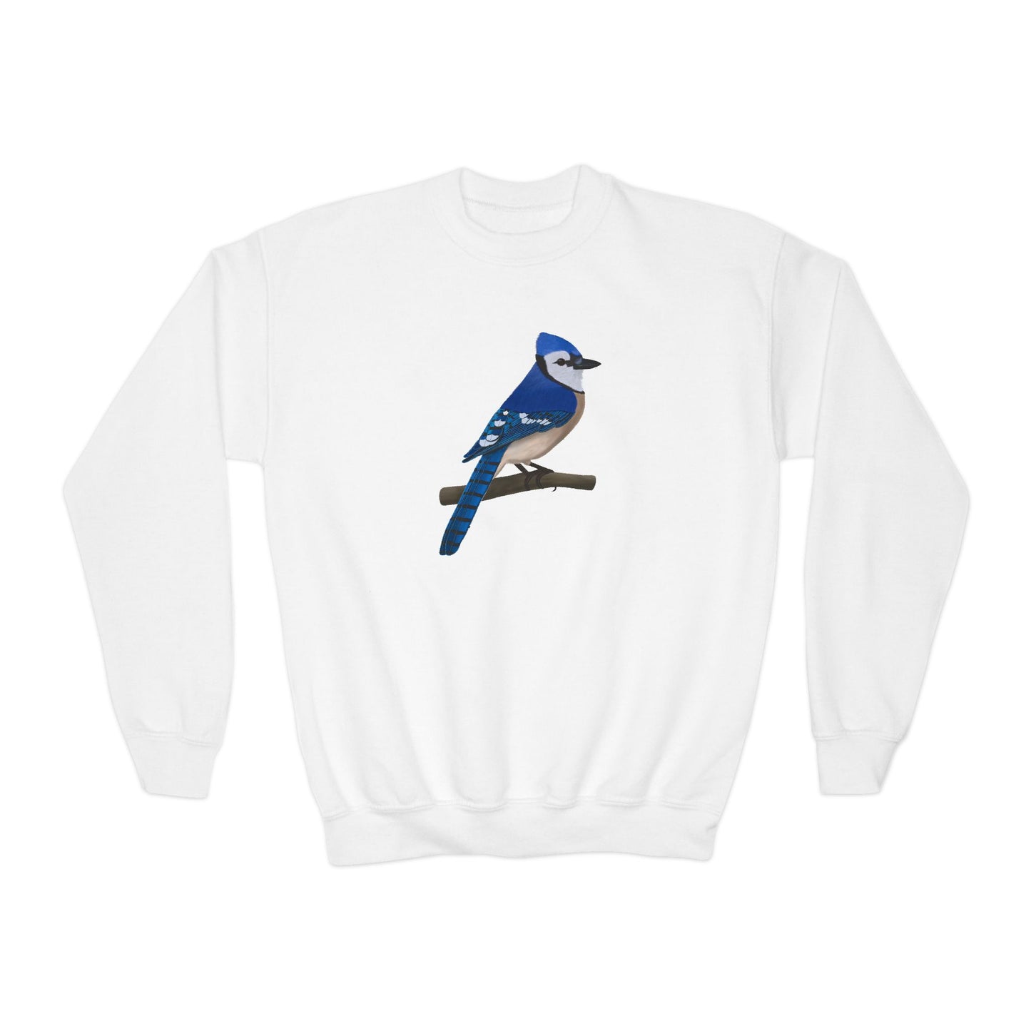 Blue Jay Bird Birdwatching Youth Crewneck Sweatshirt