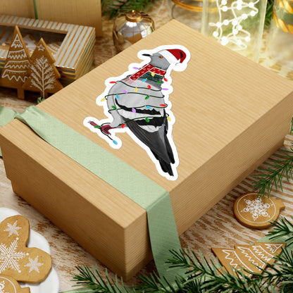 Pigeon with Fairy Lights Santa Claus Hat and Scarf Christmas Bird Sticker