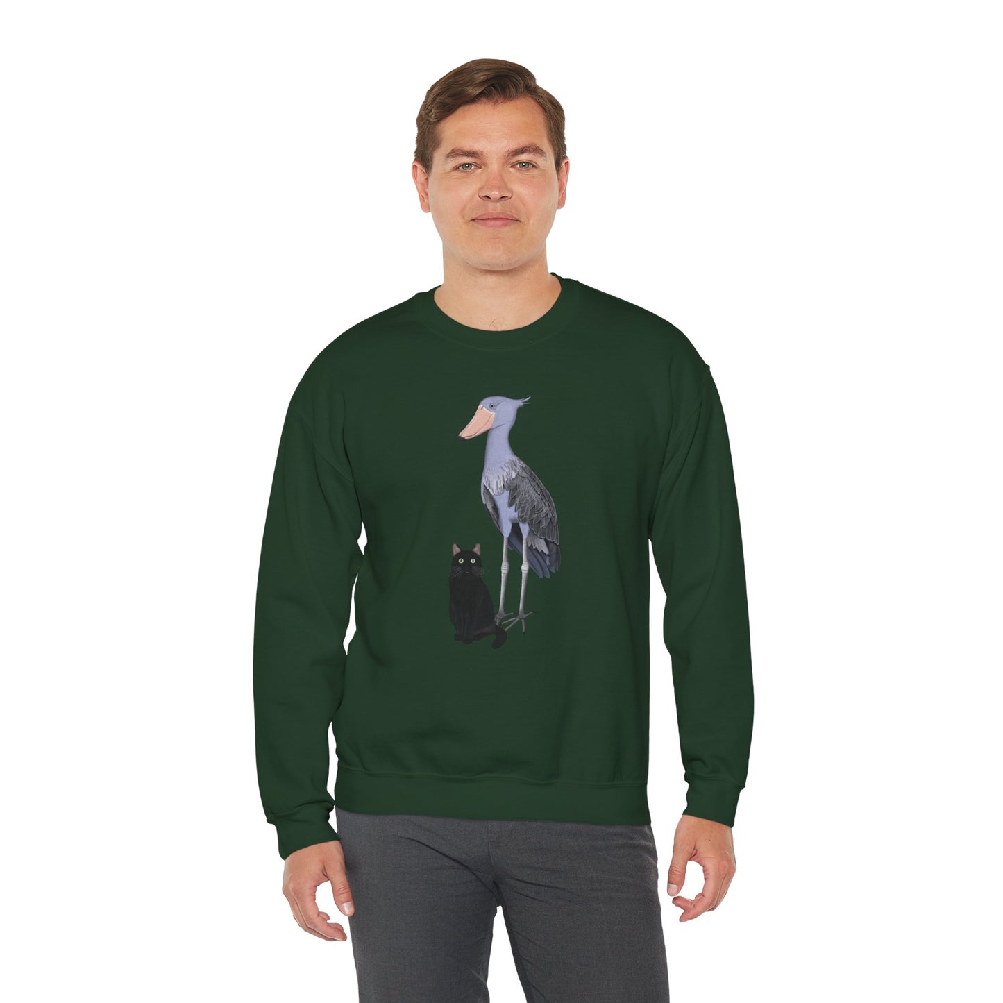 Black Cat with Shoebill Bird Cat Lover Sweatshirt