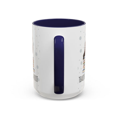 Cute Owl on Books Teacher Mug – Teaching is a Hoot – Two-Tone Classroom Coffee Cup