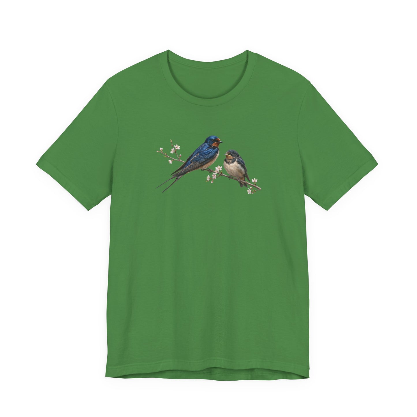 Barn Swallow & Fledgling T-Shirt | Spring Blossoms Unisex Graphic Tee