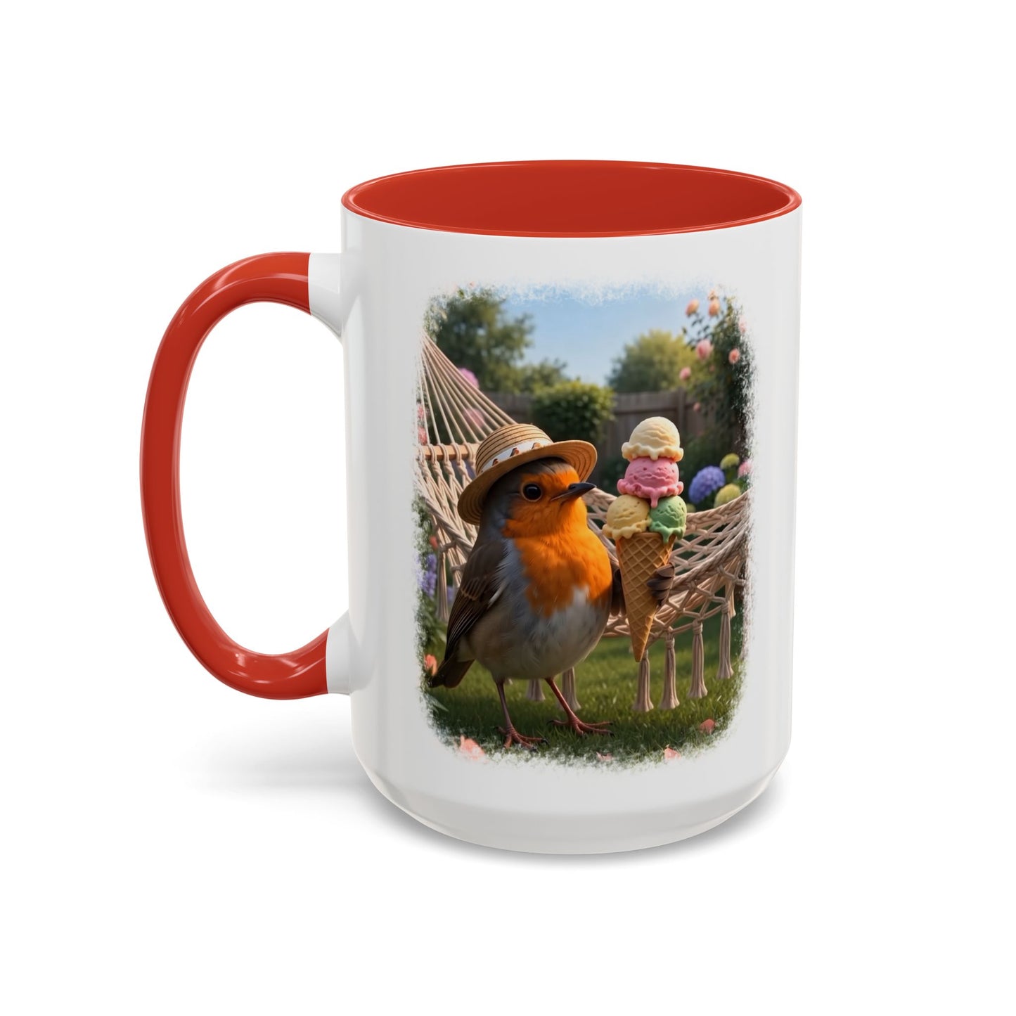 Robin Rosi Ice Cream Garden Premium Mug for Bird Lovers
