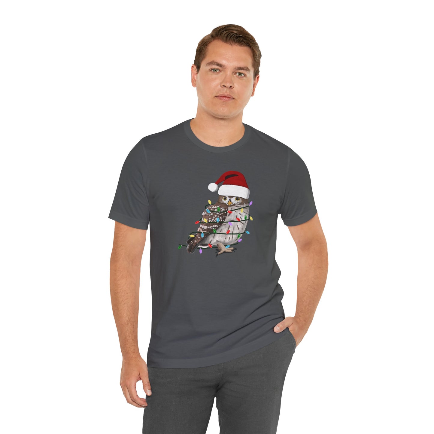 Owl with Fairy Lights Christmas Bird T-Shirt