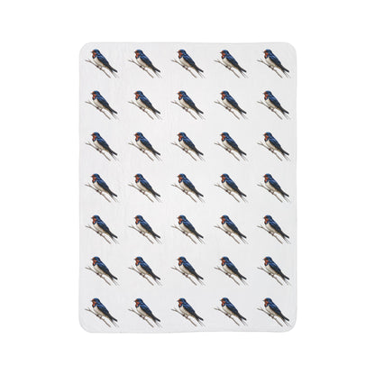 Barn Swallow Art Fleece Sherpa Blanket (60"x80") - Thick, Ultra-Soft & Cozy Throw for Bird Lovers