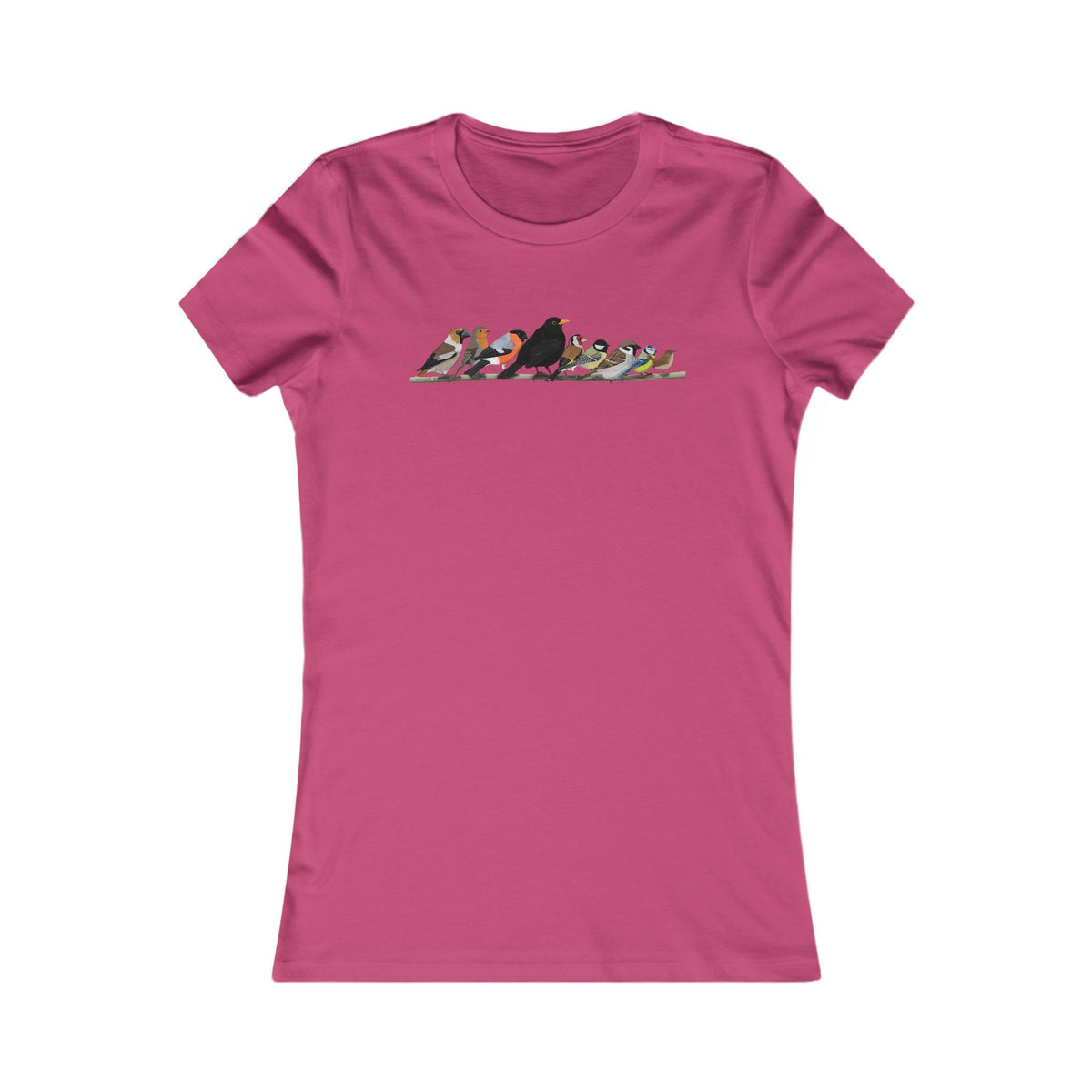 Rotkehlchen, Zaunkönig und Amsel Frauen T-Shirt mit Bird Graphic Tee Hintergrund
