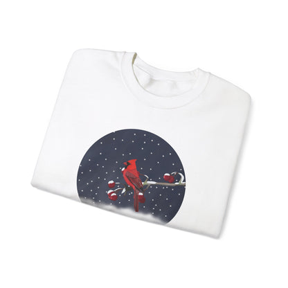 Cardinal on a Winter Branch Christmas Bird Sweatshirt