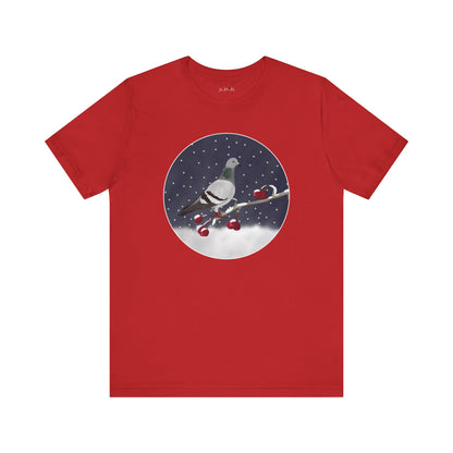 Pigeon on a Winter Branch Birdwatcher Christmas Bird T-Shirt