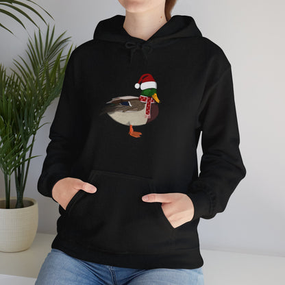 Mallard Christmas Bird with Santa Hat Birdwatcher Birdlover Hoodie