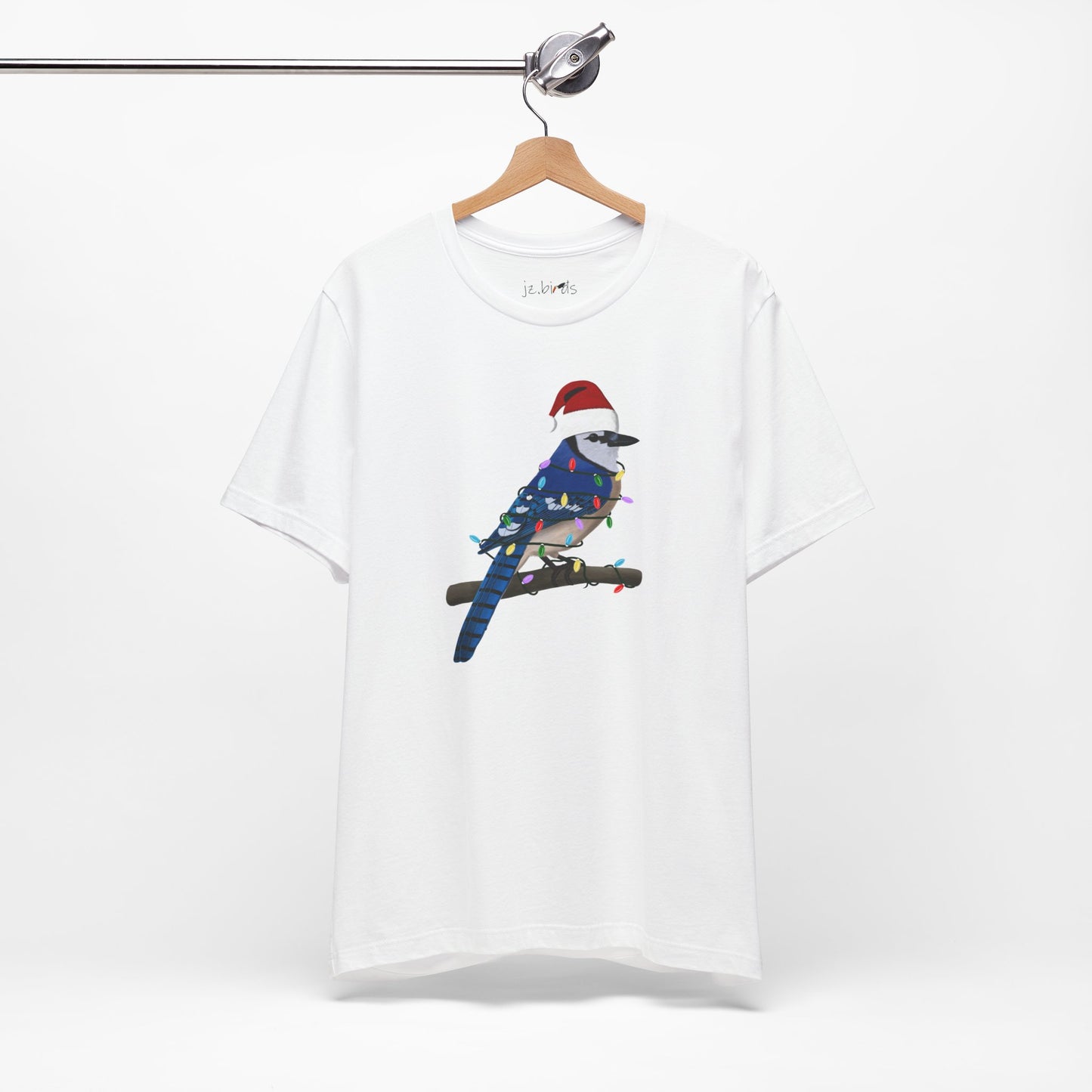 Blue Jay with Fairy Lights Christmas Bird T-Shirt