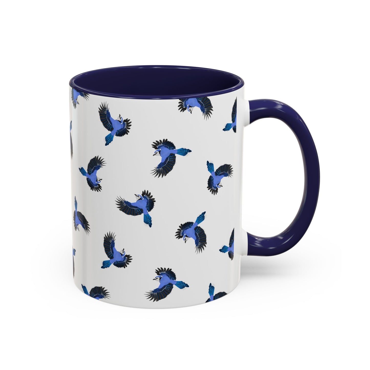 Blue Jay All-Over Pattern Accent Mug | Colorful Bird Lover Gift for Birdwatchers