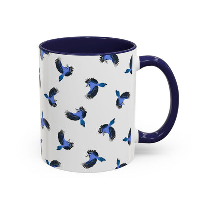 Blue Jay All-Over Pattern Accent Mug | Colorful Bird Lover Gift for Birdwatchers
