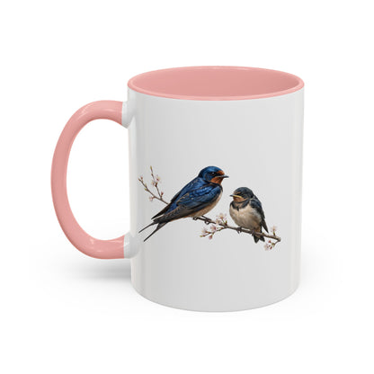 Barn Swallow & Fledgling Two-Tone Mug | Spring Bird Lover Gift