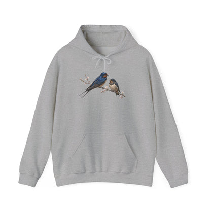 Barn Swallow with Fledgling Hoodie Bird Lover & Bird Watcher | Unisex Sweater | Gift for Bird Lovers