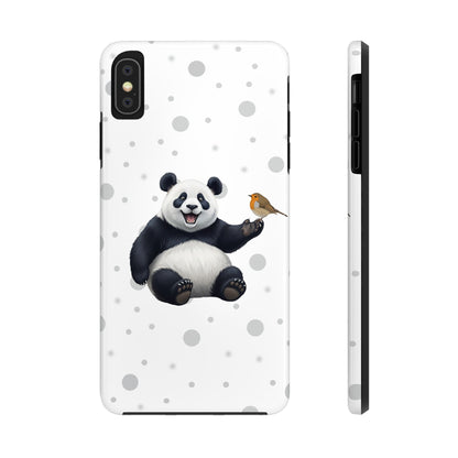 Cute Panda Bear with European Robin Animal iPhone Case - Dual-Layer PC/TPU Protective Cover for iPhone