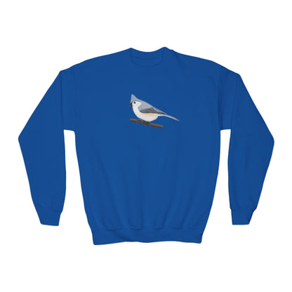 Tufted Titmouse Bird Birdwatching Youth Crewneck Sweatshirt