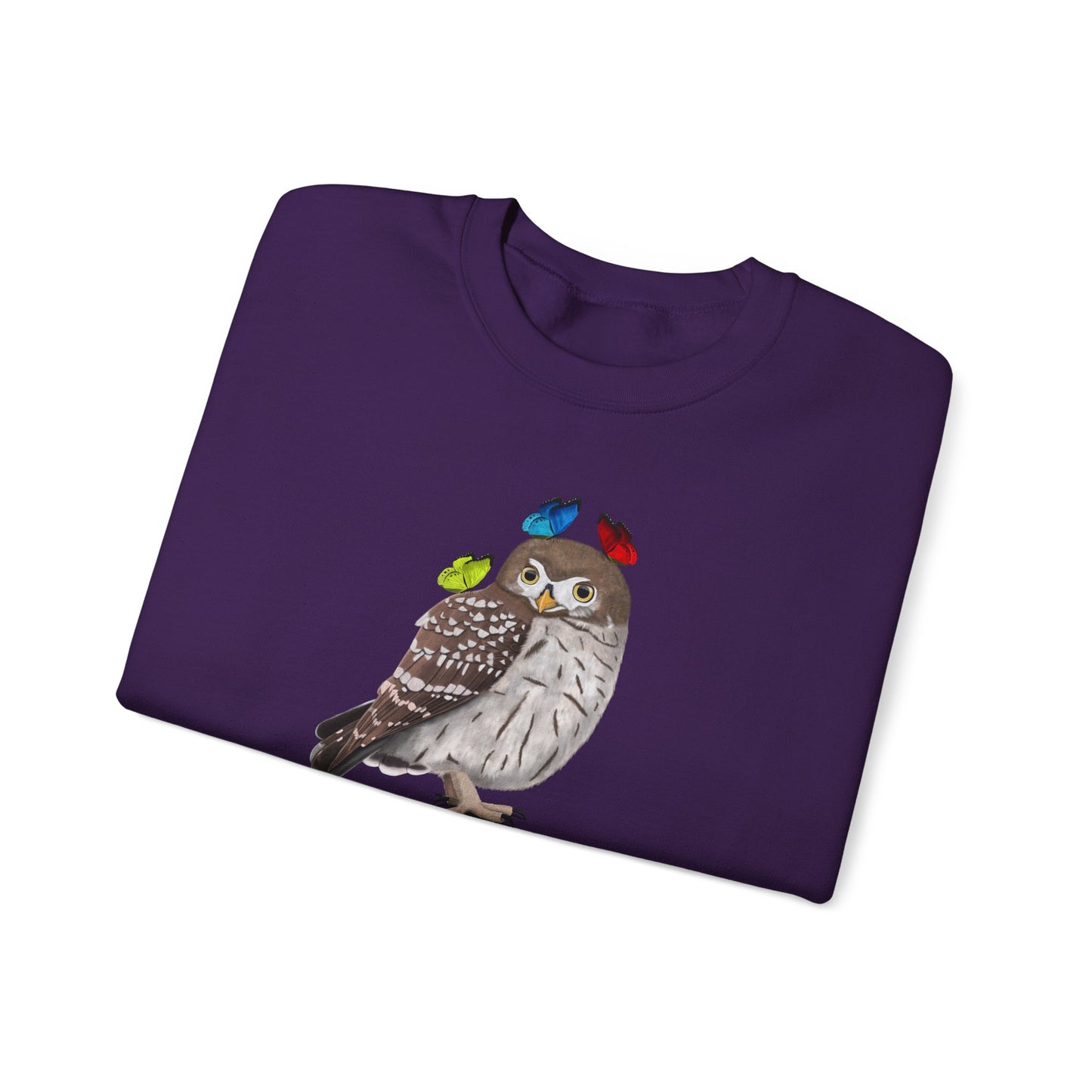 Little Owl with Butterflies Bird Birding & Birdwatching Sweatshirt