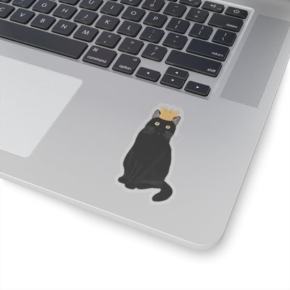 Black Cat with Crown Cat Lover Sticker