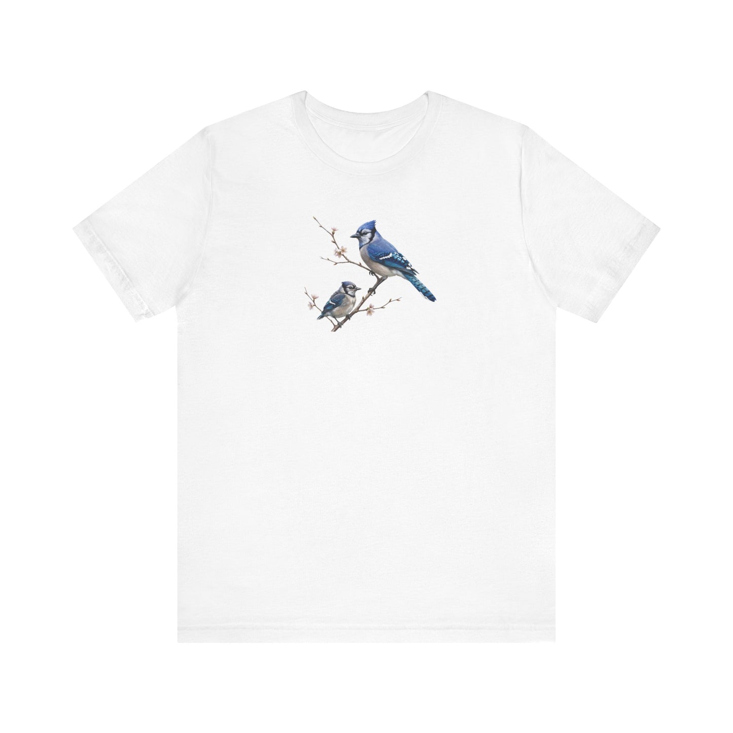Blue Jay & Fledgling T-Shirt | Spring Blossoms Unisex Graphic Tee