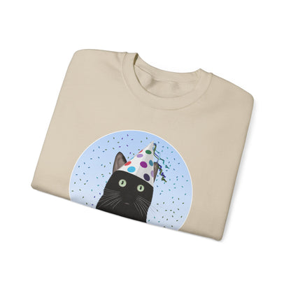 Black Cat Celebrating Party Time Cat Lover Sweatshirt