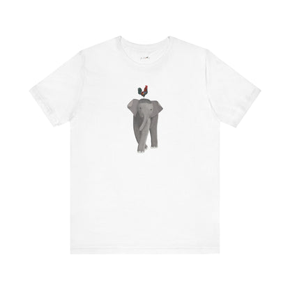 Elephant with Rooster Bird Birding & Birdwatching T-Shirt