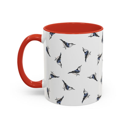 Nuthatch All-Over Pattern Accent Mug | Colorful Bird Lover Gift for Birdwatchers
