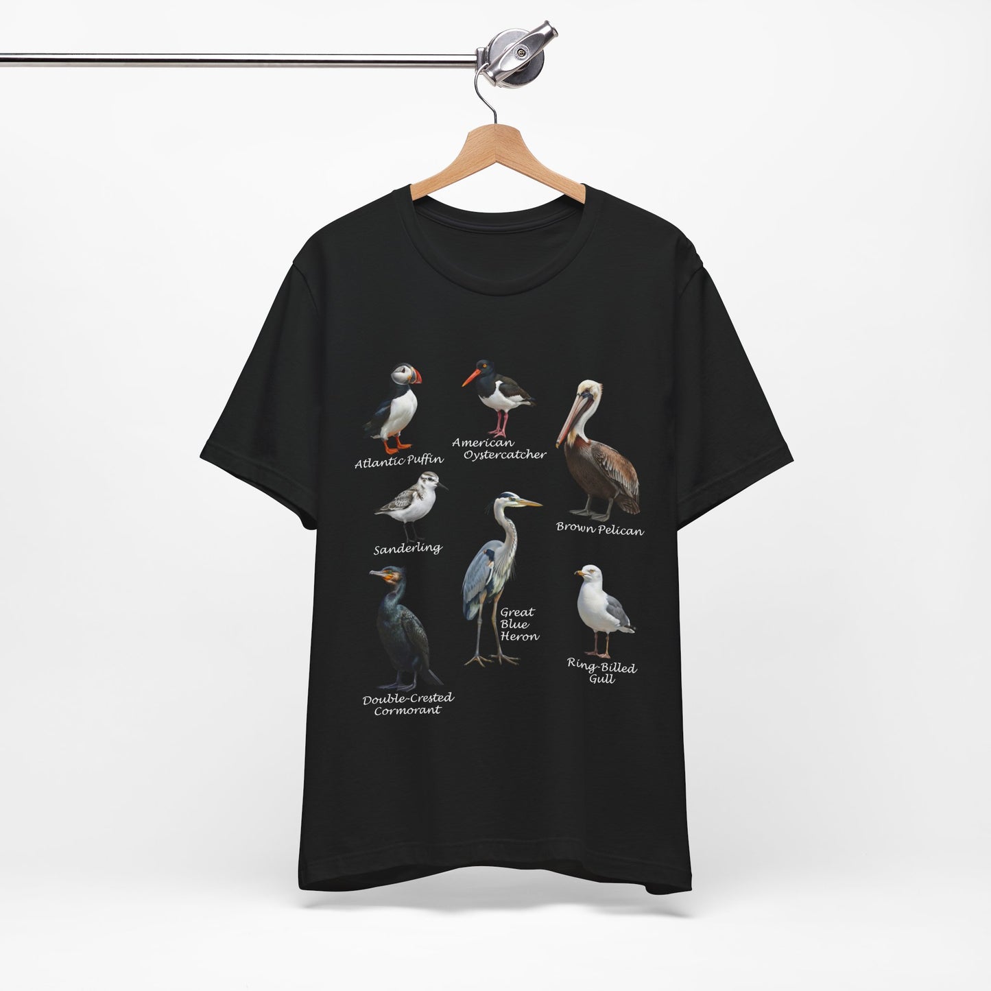North American Shorebirds Shirt – Pelican, Heron, Puffin & Gull Field Guide